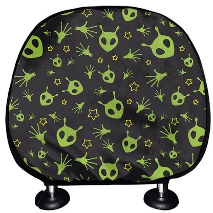 Cute Green Alien Pattern Print Car Headrest Covers