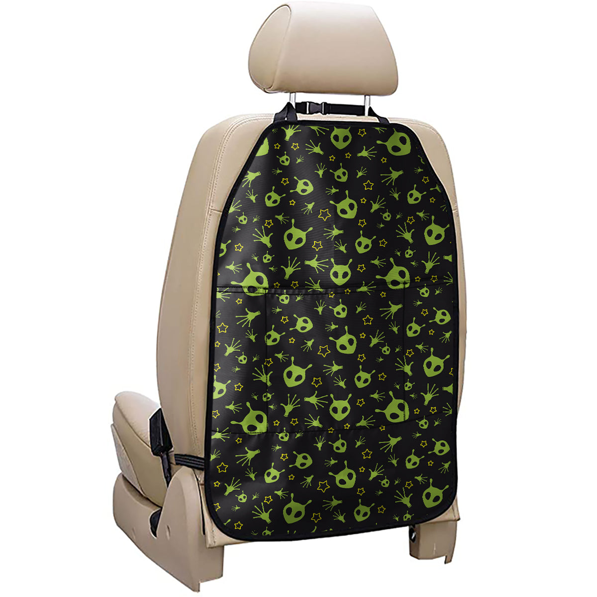 Cute Green Alien Pattern Print Car Seat Organizers
