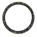 Cute Green Alien Pattern Print Car Steering Wheel Cover