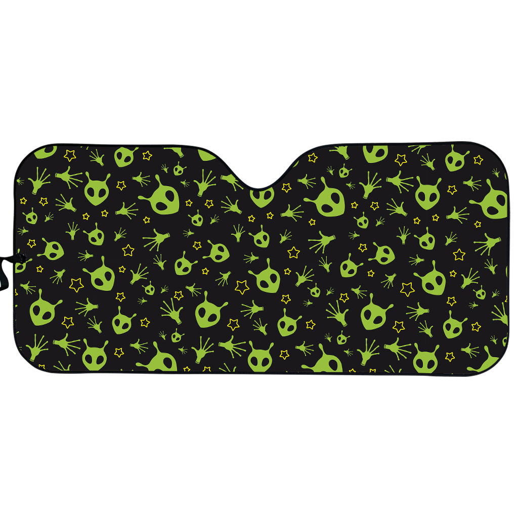 Cute Green Alien Pattern Print Car Sun Shade