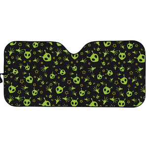 Cute Green Alien Pattern Print Car Sun Shade