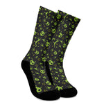 Cute Green Alien Pattern Print Crew Socks