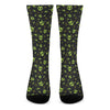 Cute Green Alien Pattern Print Crew Socks