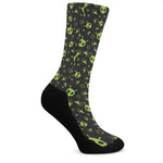 Cute Green Alien Pattern Print Crew Socks