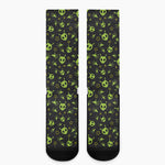 Cute Green Alien Pattern Print Crew Socks