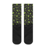 Cute Green Alien Pattern Print Crew Socks