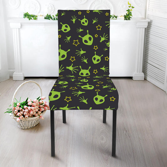 Cute Green Alien Pattern Print Dining Chair Slipcover