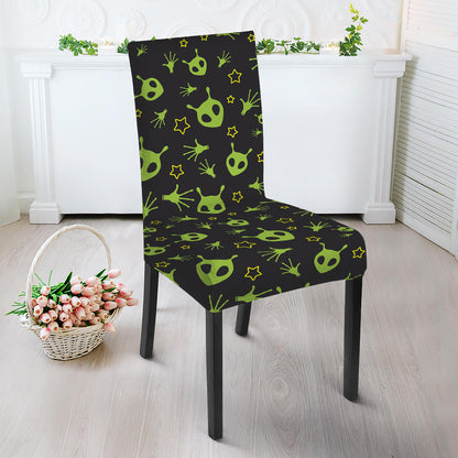 Cute Green Alien Pattern Print Dining Chair Slipcover