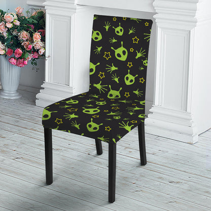 Cute Green Alien Pattern Print Dining Chair Slipcover