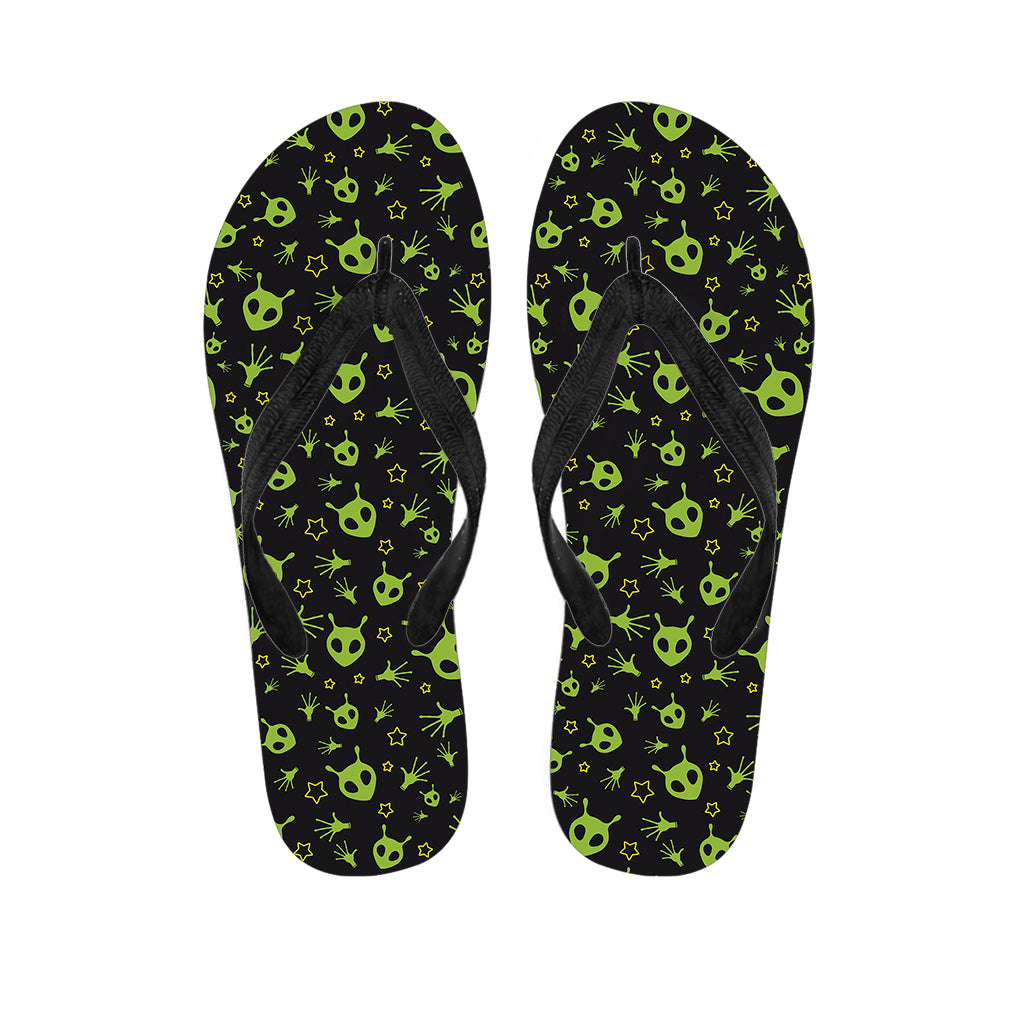 Cute Green Alien Pattern Print Flip Flops