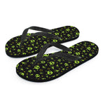 Cute Green Alien Pattern Print Flip Flops