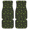 Cute Green Alien Pattern Print Front and Back Car Floor Mats