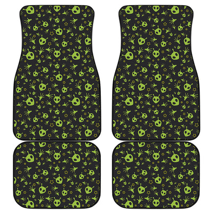 Cute Green Alien Pattern Print Front and Back Car Floor Mats