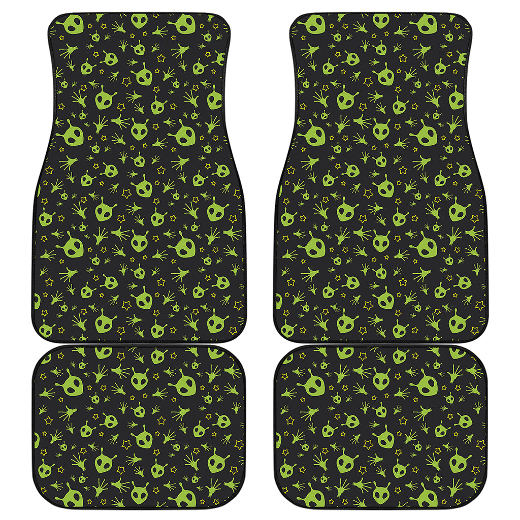 Cute Green Alien Pattern Print Front and Back Car Floor Mats