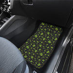 Cute Green Alien Pattern Print Front and Back Car Floor Mats