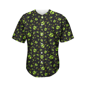 Cute Green Alien Pattern Print Men's Baseball Jersey