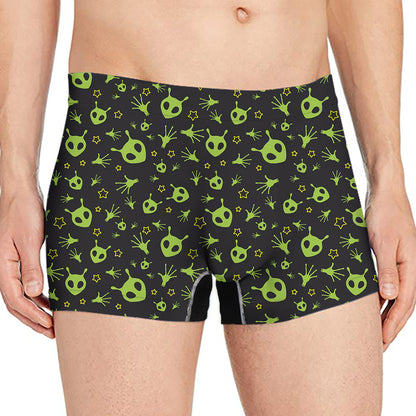 Cute Green Alien Pattern Print Men's Boxer Briefs