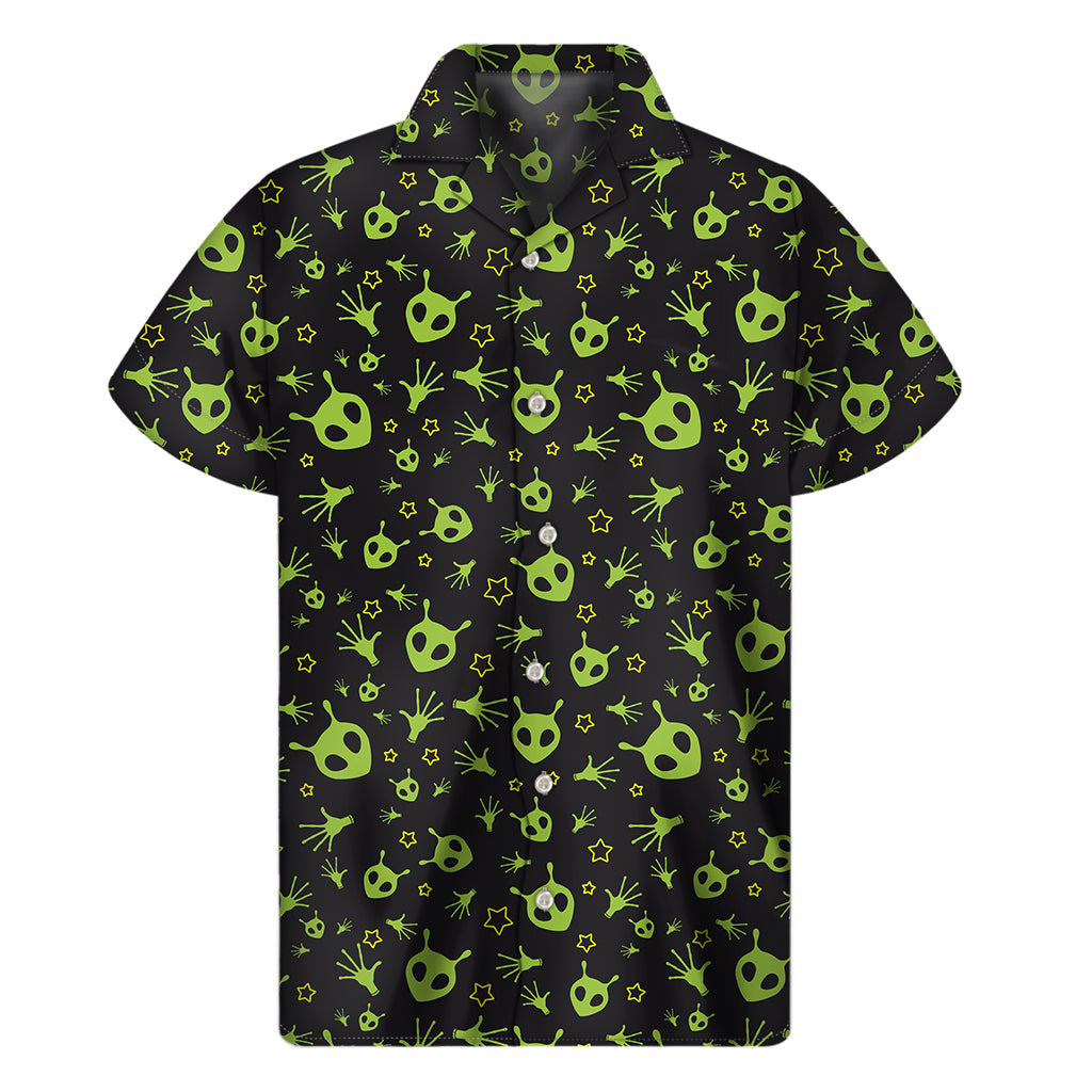 Cute Green Alien Pattern Print Men's Short Sleeve Shirt