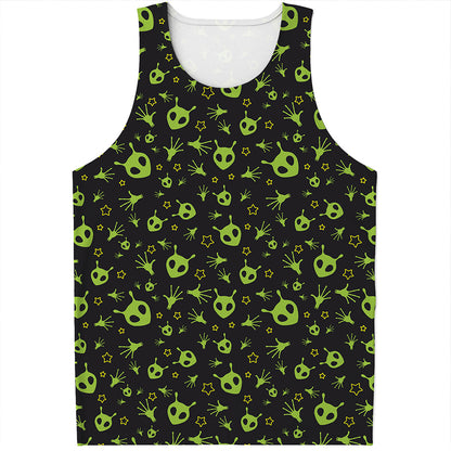 Cute Green Alien Pattern Print Men's Tank Top