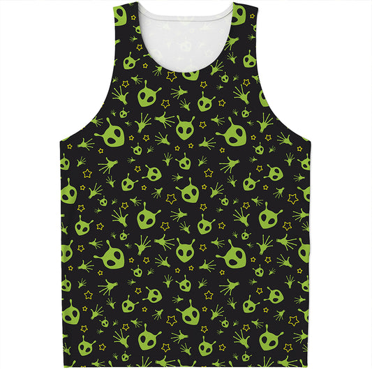 Cute Green Alien Pattern Print Men's Tank Top
