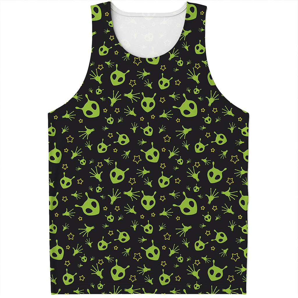 Cute Green Alien Pattern Print Men's Tank Top