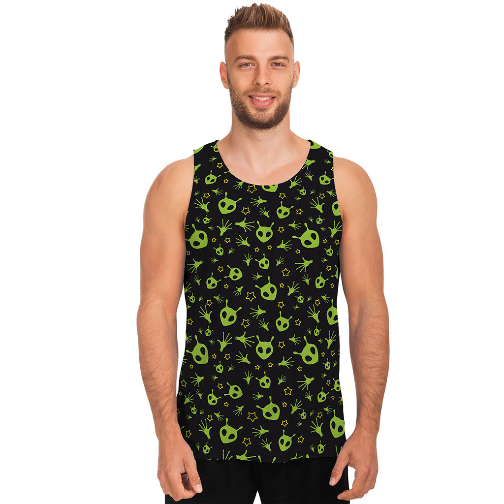 Cute Green Alien Pattern Print Men's Tank Top