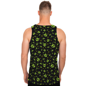 Cute Green Alien Pattern Print Men's Tank Top