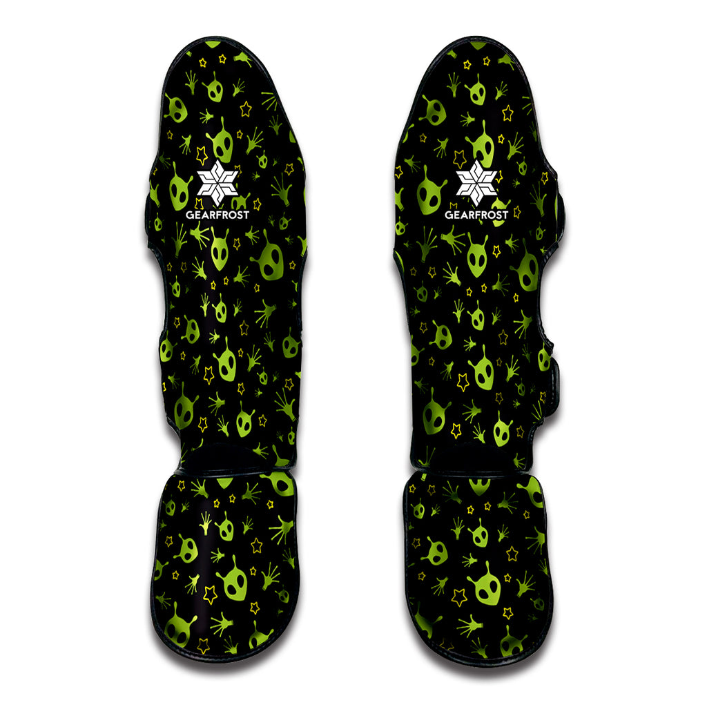 Cute Green Alien Pattern Print Muay Thai Shin Guard