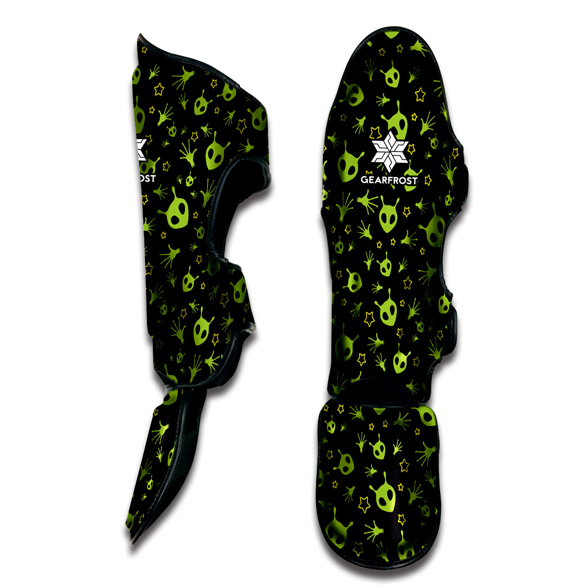 Cute Green Alien Pattern Print Muay Thai Shin Guard