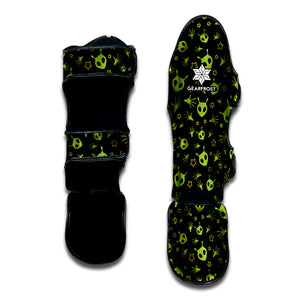 Cute Green Alien Pattern Print Muay Thai Shin Guard