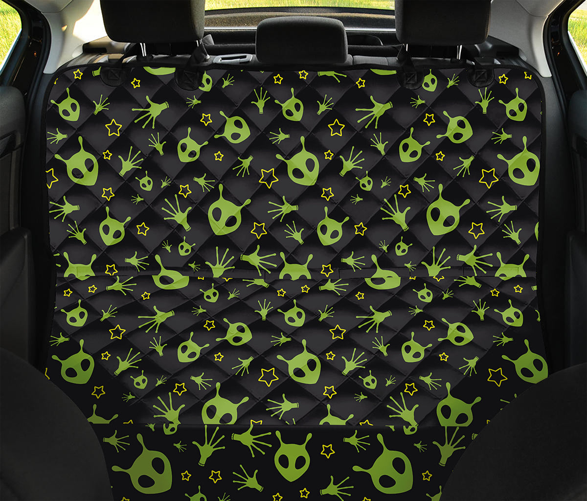 Cute Green Alien Pattern Print Pet Car Back Seat Cover