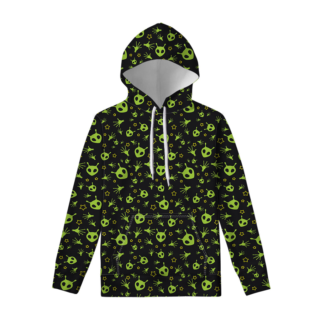 Cute Green Alien Pattern Print Pullover Hoodie