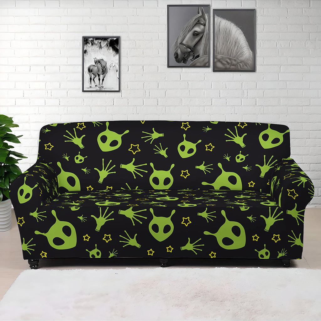 Cute Green Alien Pattern Print Sofa Cover