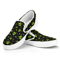 Cute Green Alien Pattern Print White Slip On Sneakers
