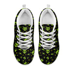 Cute Green Alien Pattern Print White Sneakers