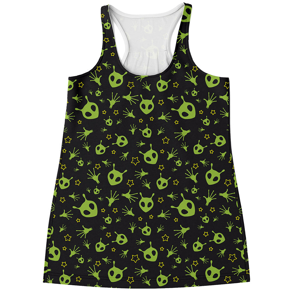 Cute Green Alien Pattern Print Women's Racerback Tank Top