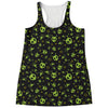 Cute Green Alien Pattern Print Women's Racerback Tank Top