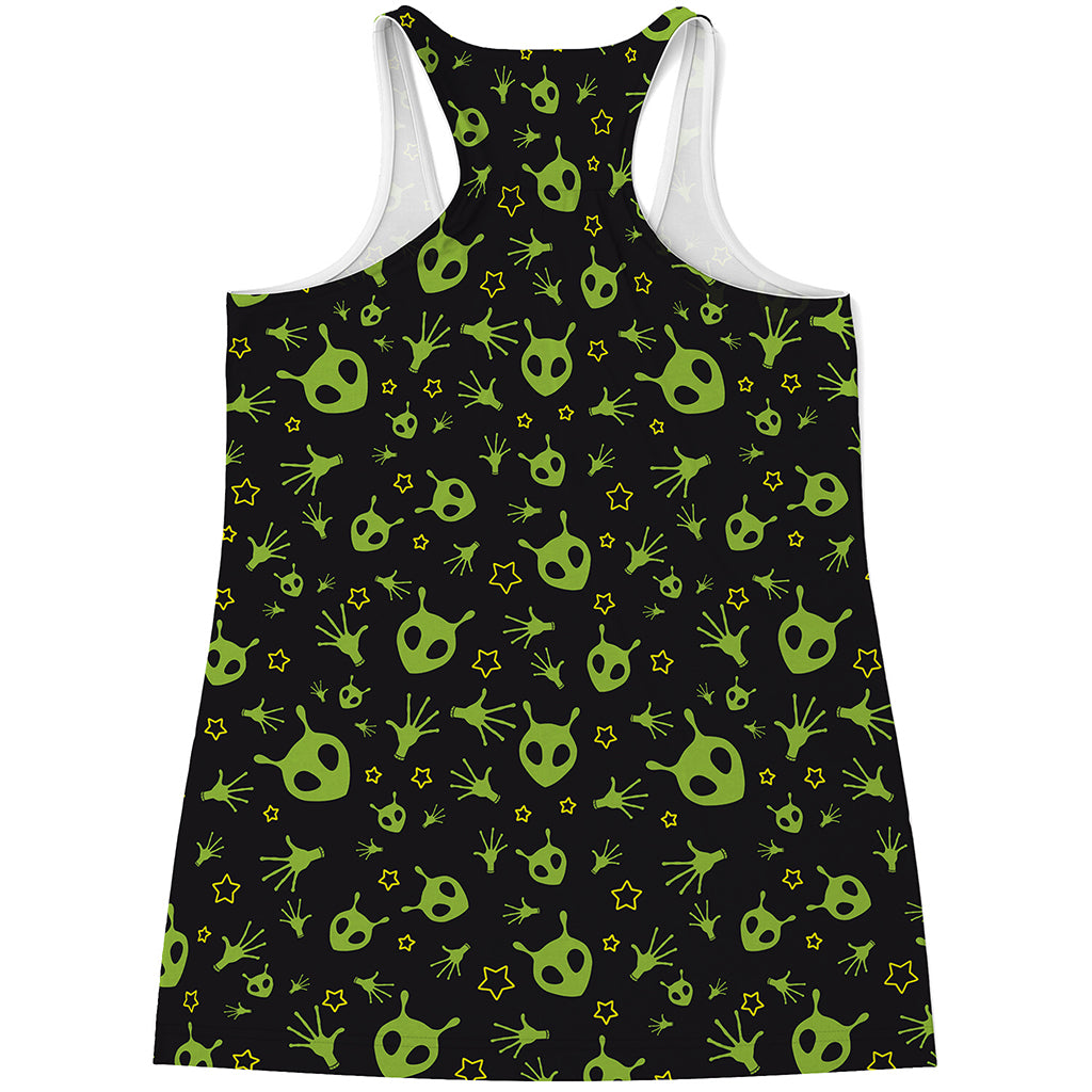 Cute Green Alien Pattern Print Women's Racerback Tank Top