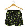 Cute Green Alien Pattern Print Women's Shorts