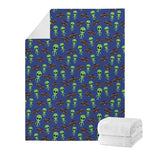 Cute Green Alien UFO Print Blanket