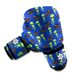 Cute Green Alien UFO Print Boxing Gloves