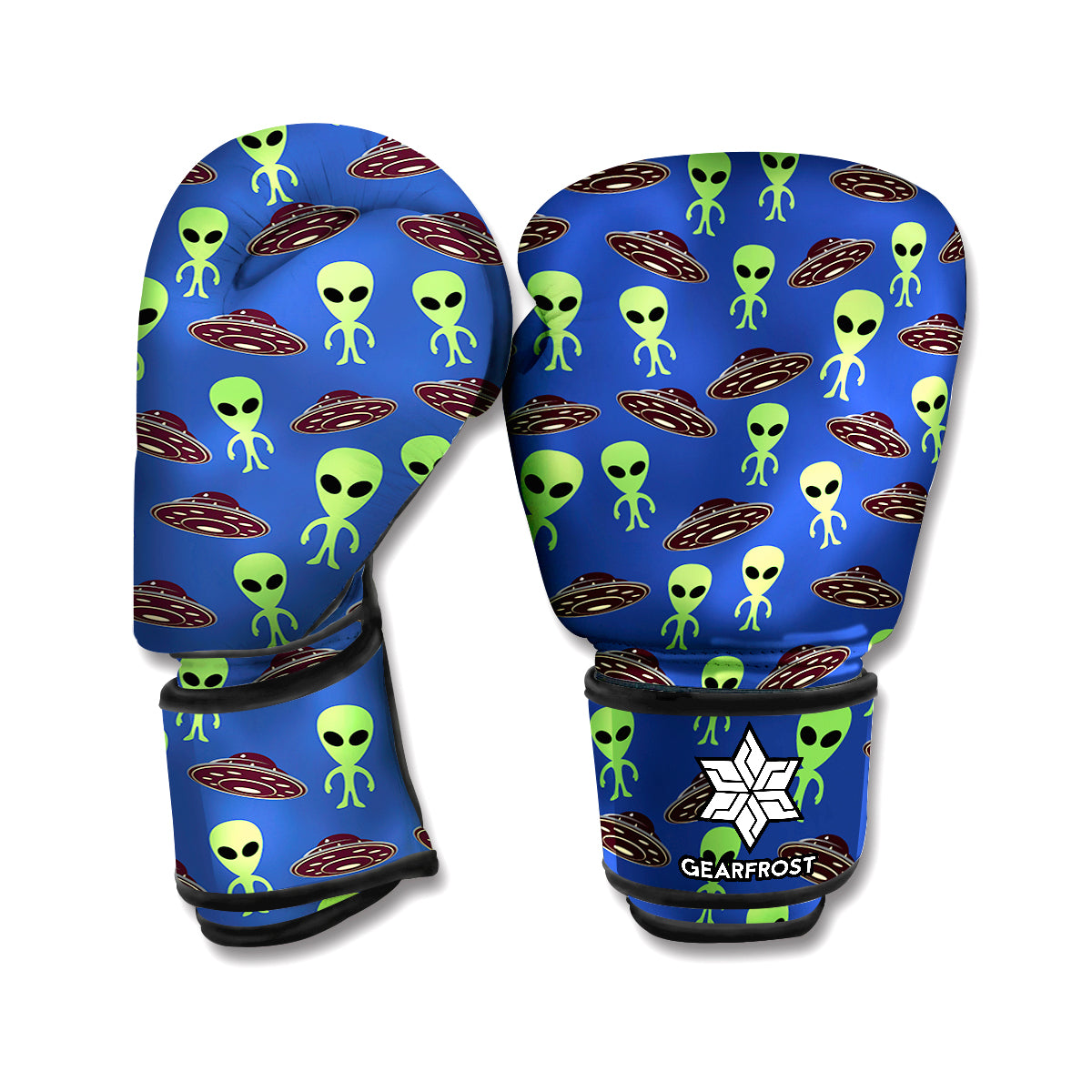 Cute Green Alien UFO Print Boxing Gloves