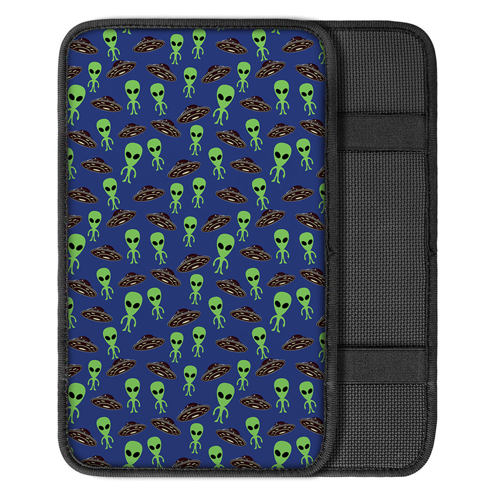 Cute Green Alien UFO Print Car Center Console Cover