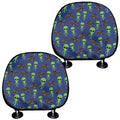 Cute Green Alien UFO Print Car Headrest Covers