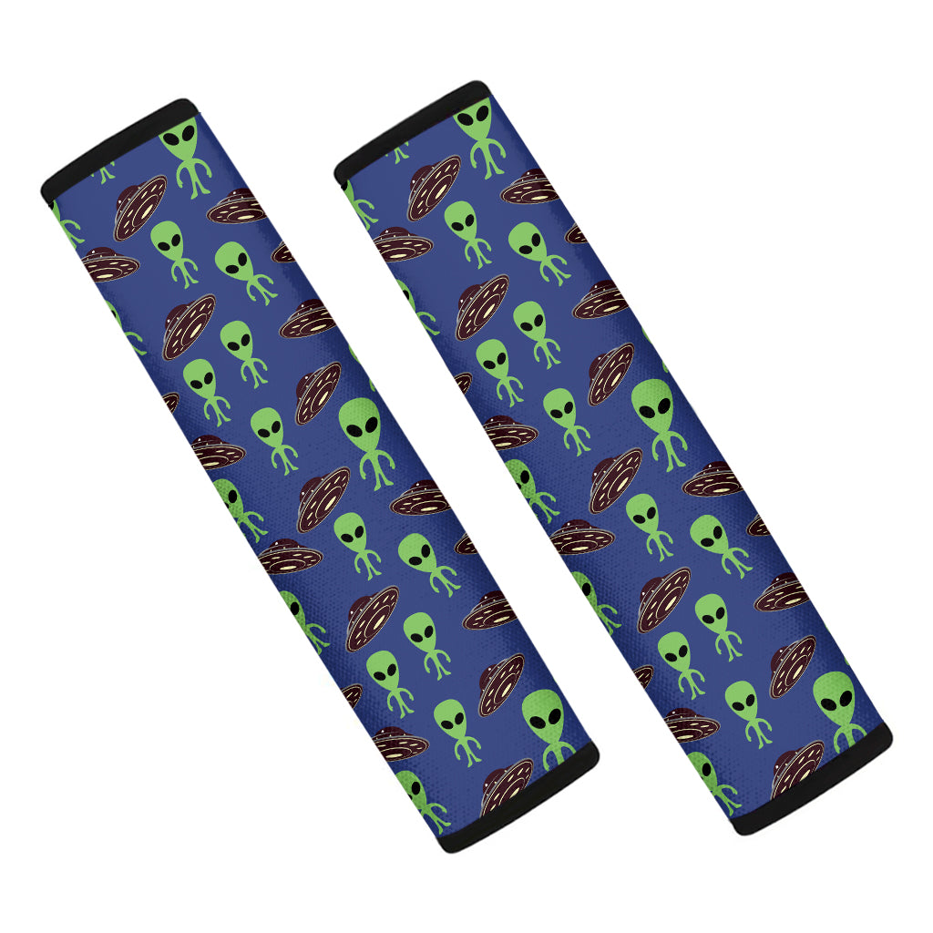 Cute Green Alien UFO Print Car Seat Belt Covers