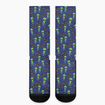 Cute Green Alien UFO Print Crew Socks