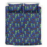 Cute Green Alien UFO Print Duvet Cover Bedding Set