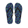 Cute Green Alien UFO Print Flip Flops