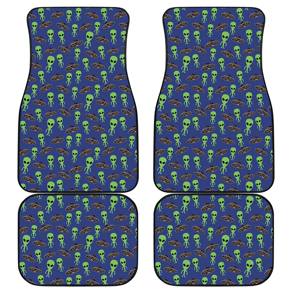 Cute Green Alien UFO Print Front and Back Car Floor Mats