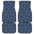 Cute Green Alien UFO Print Front and Back Car Floor Mats